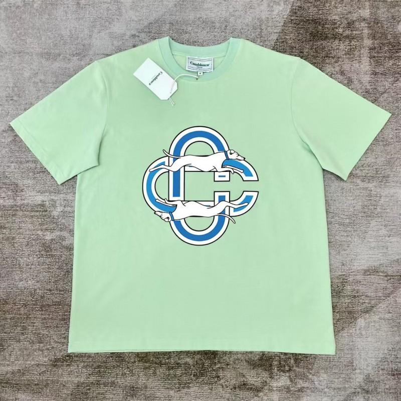 Casablanca Style Printed T-Shirt Men Women Short Sleeve Loose Fit Casual Top