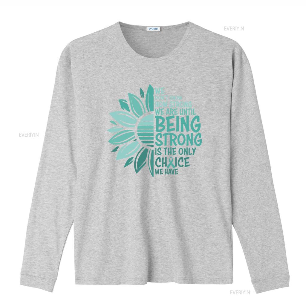 Strong Choice Teal Awareness T Shirt PTSD Survivor Cancer Support Ovarian Patient Ribbon Clothing Cervical vintage Washed