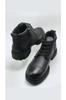 Men's Fashion Genuine Leather Flat Heeled Booties Black Zippered Winter Boots Shoes