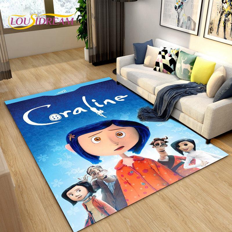 3D мультяшный ковер Coraline, ковер для гостиной, детская спальня, диван для йоги, детские игры, ползающий нескользящий напольный коврик