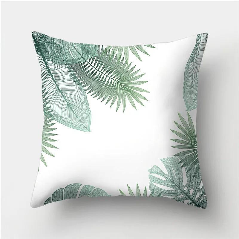 Green Plant Leaf Pattern throw pillow cover with short plush print for living room sofa decoration cushion cover pillow covers
