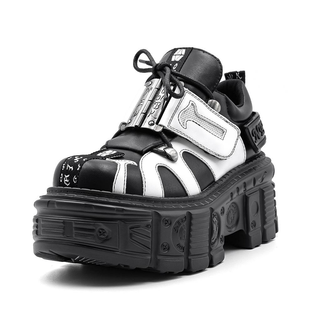 Летние готические панк-рок ботинки на платформе кожа металл мотоциклетные ботинки-танки для мужчин женщин