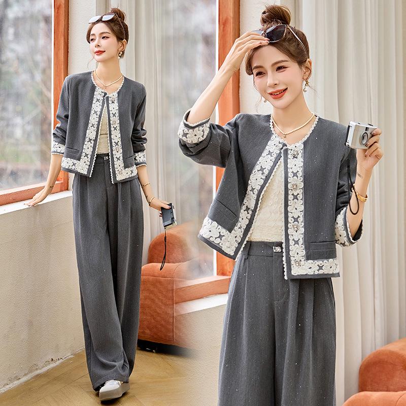 2025 Spring Casual Chic Two-Piece Set: Age-Defying Cardigan & Wide-Leg Pants