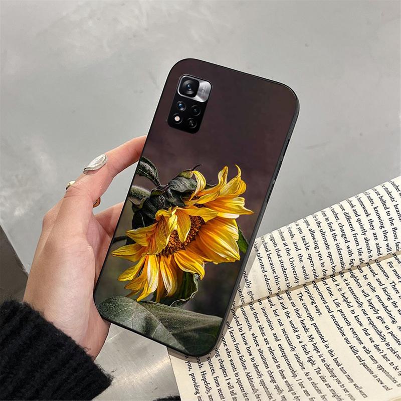 Чехол для телефона с изображением подсолнуха и бабочки для Xiaomi Redmi note 13 12 Pro 11S 11 10 Pro 10S 12S Redmi 10 9C 13C