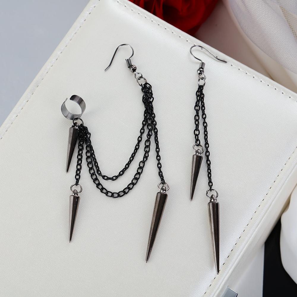 1 pair Vintage Party Drop Hip Hop Gothic Long Tassel Ear Stud Punk Earrings Rivet Ear Clip