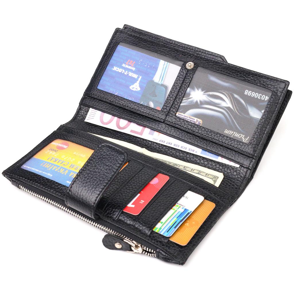 Женский вертикальный кошелек из натуральной кожи CANPELLINI Wallet 21641 Черный