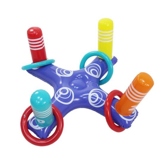 Practical Foldable Good Sealing PVC Multiplayer Throwing Ring Play Toy with 8 Rings Daily Use Toss Game