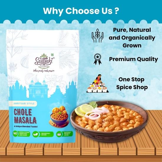 Saatyaki Naturals Amritsari Chole Masala -50gm| Authentic North Indian Spice blend for Chana Masala, Chole Bhature, Chole Kulche| Homemade Style