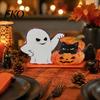 Ghost And Pumpkin Ornaments Halloween Wooden Black Cat Ornaments, Retro Creative Home Cartoon Tabletop Centerpiece Decorations for Party Supplies