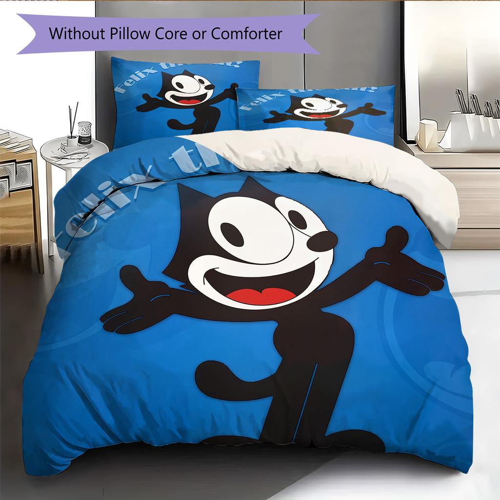 Felix the Cat  Pattern Bedding Quilt Set  Home Decoration  Gift (1 * duvet cover + 2 * pillowcase  without core)