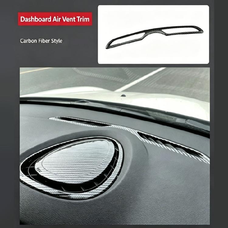 Center Panel Air Opening Surround Trim with Carbon Pattern ABS Accent Frame, Single Dashboard Detail for Interior Cabin Styling Use
