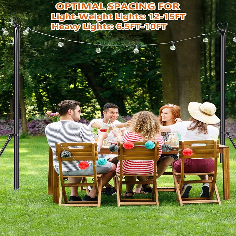 Wrought Iron Shepherd's Hook: Outdoor Garden String Light Support Pole for Courtyard and Balcony.