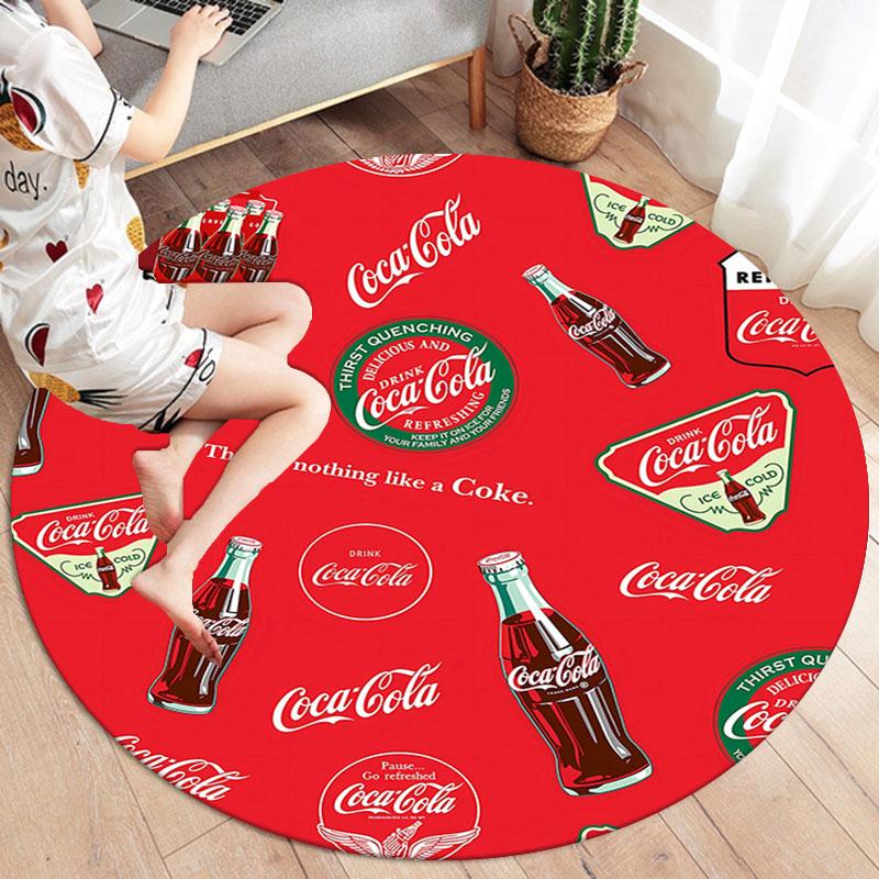 Coca Round Area Rug,Carpet Rug for Living Room Bedroom Sofa Playroom Decor,Non-slip Floor Mat