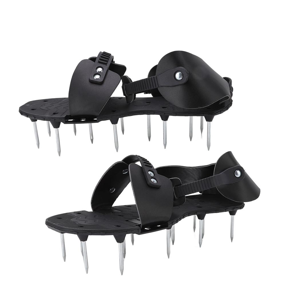 1 Pair Spike Sandals PU Lawn Aerator Shoes Grass Aerator Tool for Yard Garden Plants Health Black