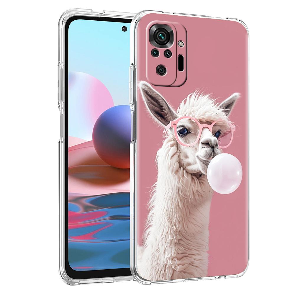Transparent Phone Case for Redmi 13C 12C 10C Note 13 12 11 11T K40 Gaming Plus Pro 4G 5G Soft TPU Cover Shell Cute Alpaca Donkey