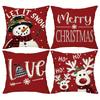 1pc Red Christmas Cushion Cover Snowman Deer Printed Durable Cover 2025 New for Home Ornament Xmas New Year Christmas Decoration