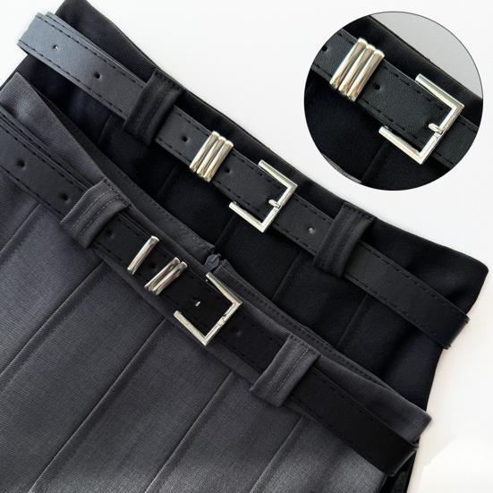 Плиссированная юбка с высокой талией и поясом, однотонная длинная юбка трапециевидной формы, длиной до щиколотки, офисный повседневный женский костюм, юбка