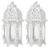 2Pcs Candlestick Ornaments White Transparent Romantic Castle Iron Hanging Candle Holder