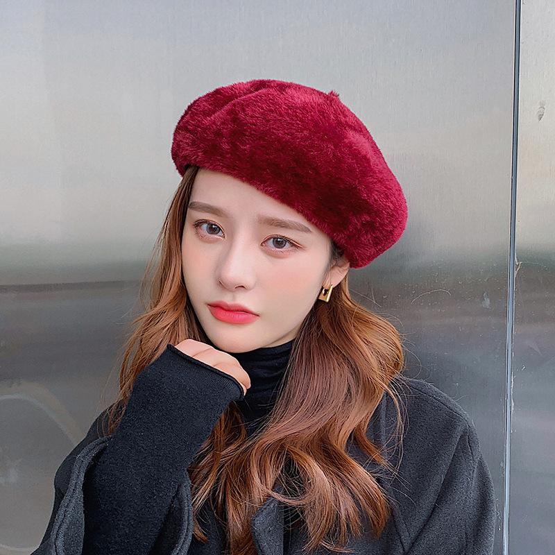 Imitation Mink Women Autumn and Winter Beret British Fashion Trendy New Painter Hat Spring and Autumn Bud Hat
