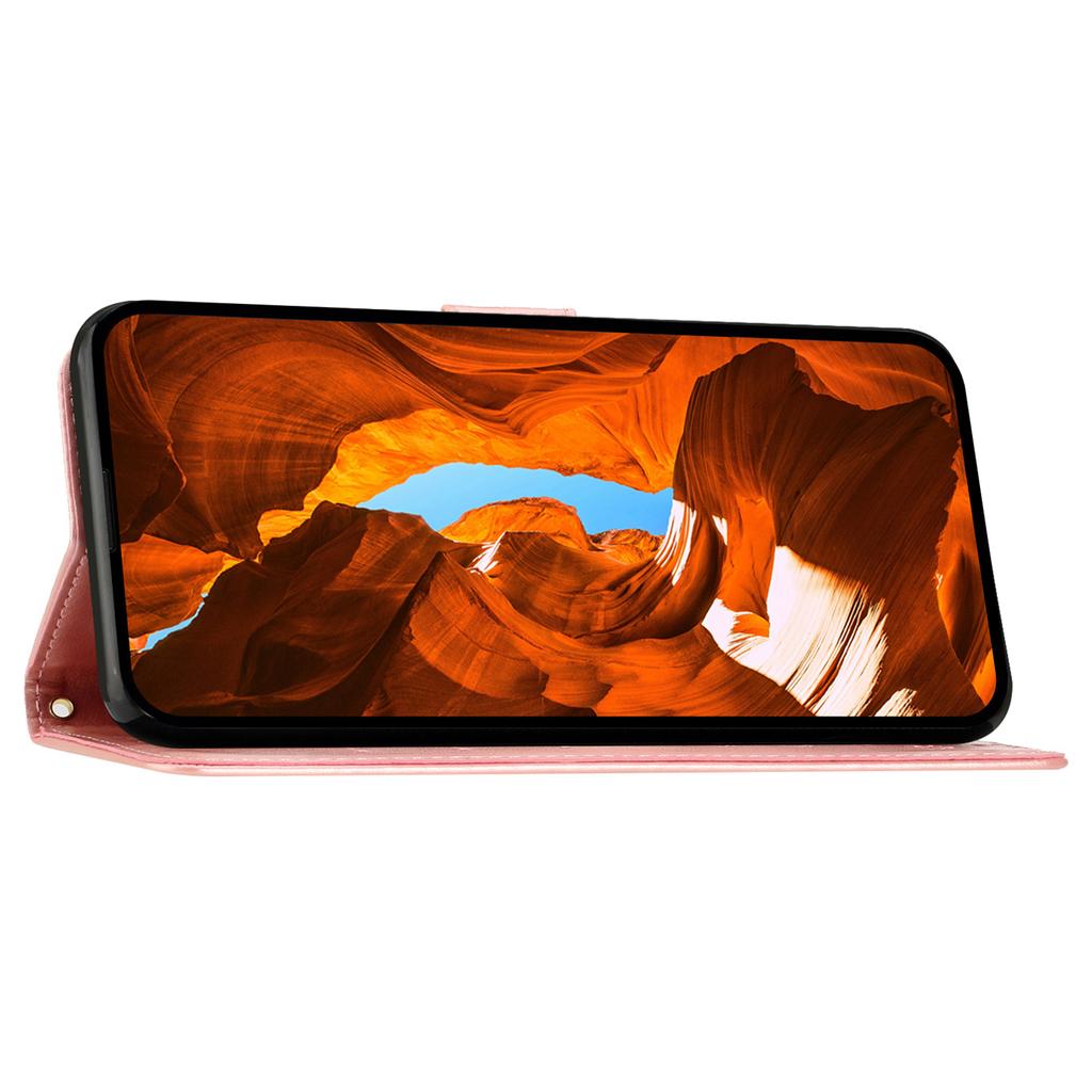 For iPhone 16 Plus Case Wallet PU Leather Butterfly Floral Phone Cover with Strap