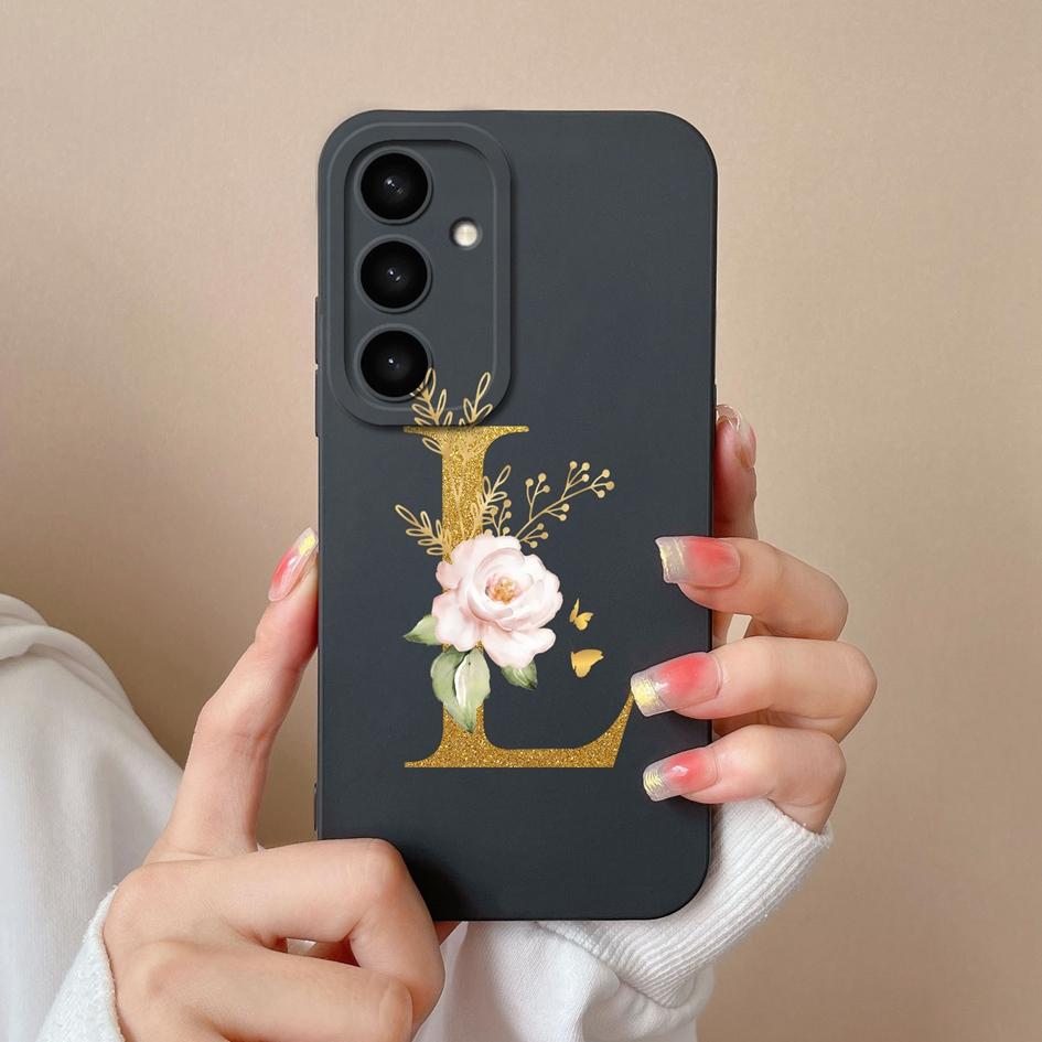 Flowers Letter Case For Samsung A05 A05S A16 S25 Plus S25Ultra A26 A56 F14 A36 Fashion Exquisite Pattern Soft Silicone Couples Covers For Samsung Capa