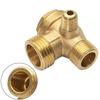 Air Compressor 3-Port Brass Threaded Check Valve Connector Tool 10*16*20 Male Thread 3 Way Metal Air Compressor Check Valve Gold