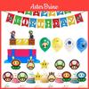 Костюм для вечеринки в честь дня рождения Super Mario для детей Особенности: Разноцветные шары и веселый баннер для празднования
