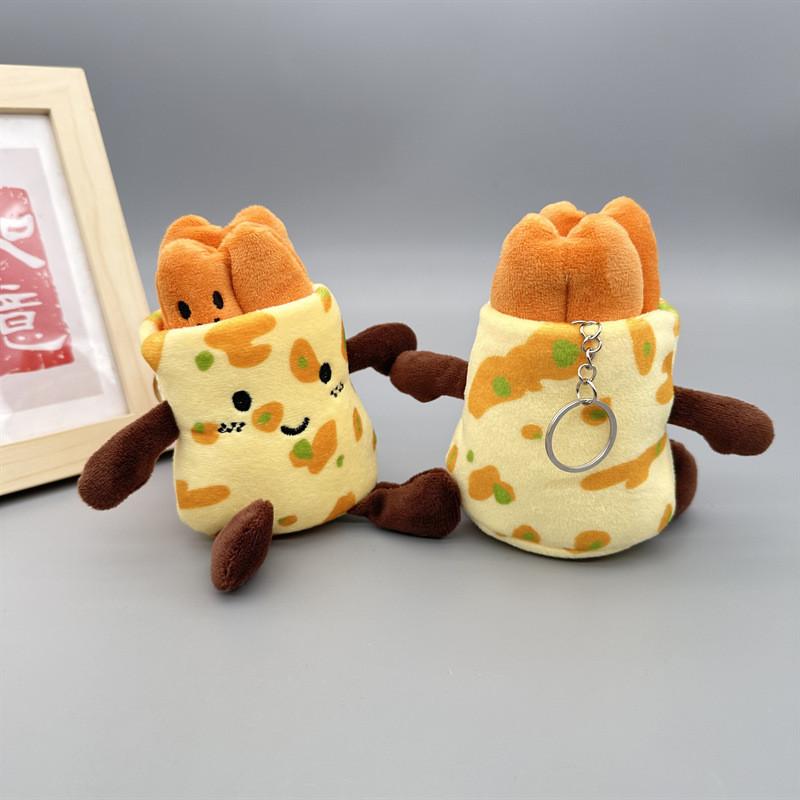 Cute Fritters Pancake Plush Toy Key Chain Creative Food Doll Removable Doll