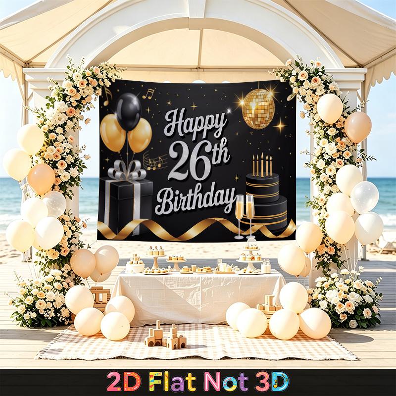1pc Birthday 26th Balloon Elegant Party Banner Red