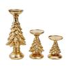 Christmas Tree Candle Holders Vintage Resin Christmas Tree Figurine Pillar Candle Stand for Home Mantel Fireplace Decor