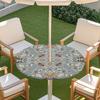 Outdoor Round Table Cover With Geometric Waterproof Elastic Edge Patio Garden Dining
