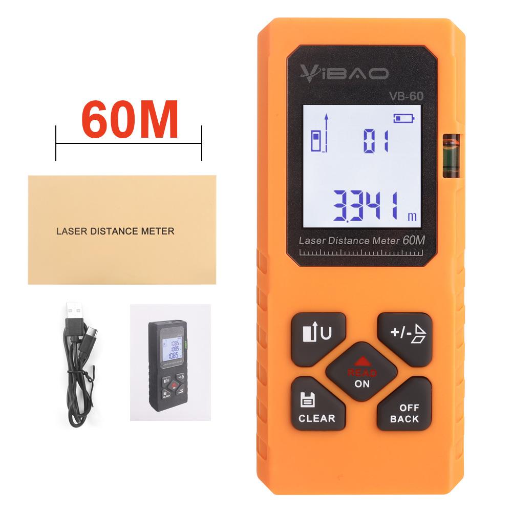 60M Mini Smart Laser Distance Meter Measure Infrared Rangefinder USB Rechargeable Portable Handheld Laser Range Finder Tools
