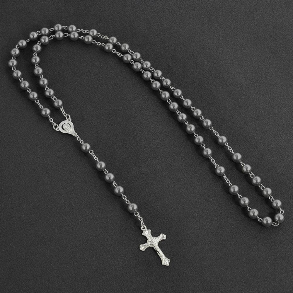 Handmade Beads Rosary Beads Pendant Chain Vintage Style Religious Pendants Christian Jewelry