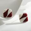 Ankara Red Color Blocked Square Elegance Stud Earring for Women Korean Sweet Ear Wedding Party Jewelry