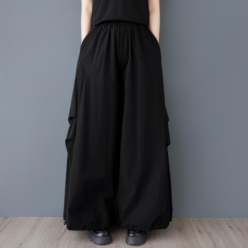 Большие размеры Винтажные повседневные свободные длинные брюки с высокой талией Весна Лето широкие брюки женские брюки