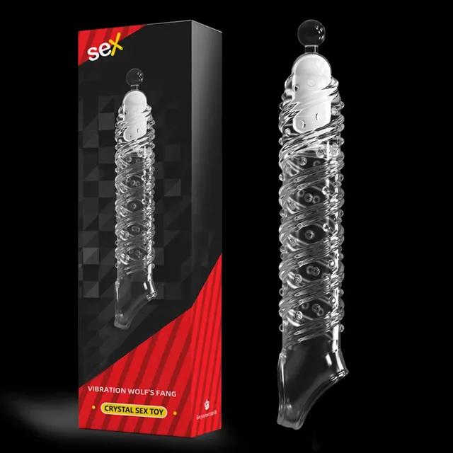 Вибрирующие презервативы для увеличения для мужчин, многоразовые презервативы, фаллоимитатор, вибратор, кольцо на пенис, рукав для взрослых, секс-шоп, секс-игрушки для пар