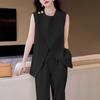 ZANZEA Women Casual Round Neck Sleeveless Buttoned Irregular Hem Loose Tanks