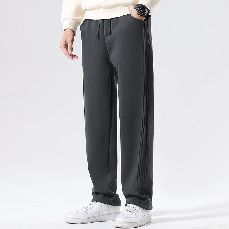 Duduo Sbao Men's Autumn/Winter Fleece-Lined Straight-Leg Sweatpants