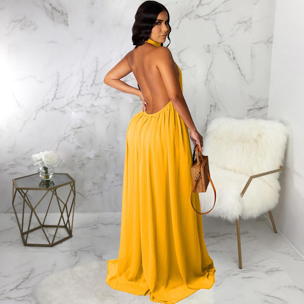 Новое летнее европейско-американское сексуальное однотонное шифоновое платье