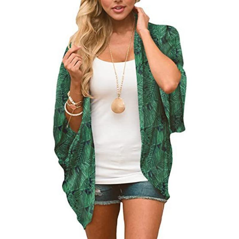 YYFS Женская мода повседневная летняя весна цветочный узор принт блузки и рубашки рукава 3/4