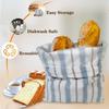 Reble Bread Bags for Homemade Sourdough Bread with Bowl Cover, 12"x18" Large Organic Linen Sourdough Bread Bags, Easy to Clean (Blue-Red stripe)