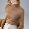 Semi-turtleneck Bottoming Shirt Women's New Women's Clothing Modal Long-sleeved T-shirt Warm Inside with Fleece Thickened Top