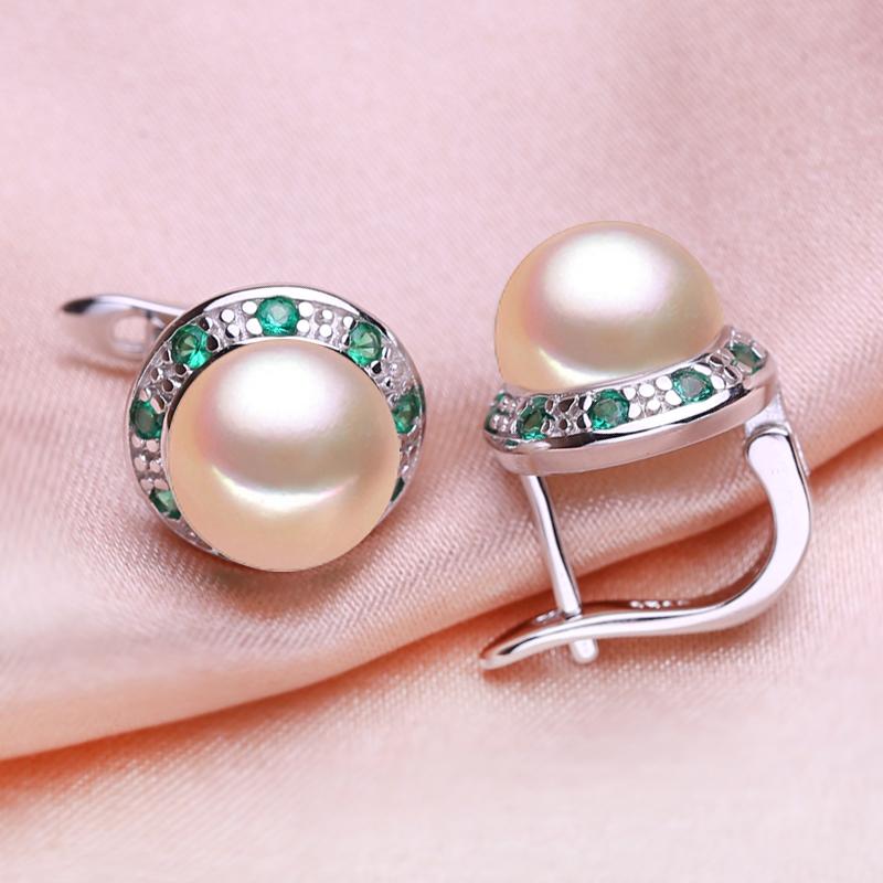 seniko 8-9mm Natural Freshwater Pearl Earrings Fashion Cubic Zirconia Clip Earrings For Women Girl Gift
