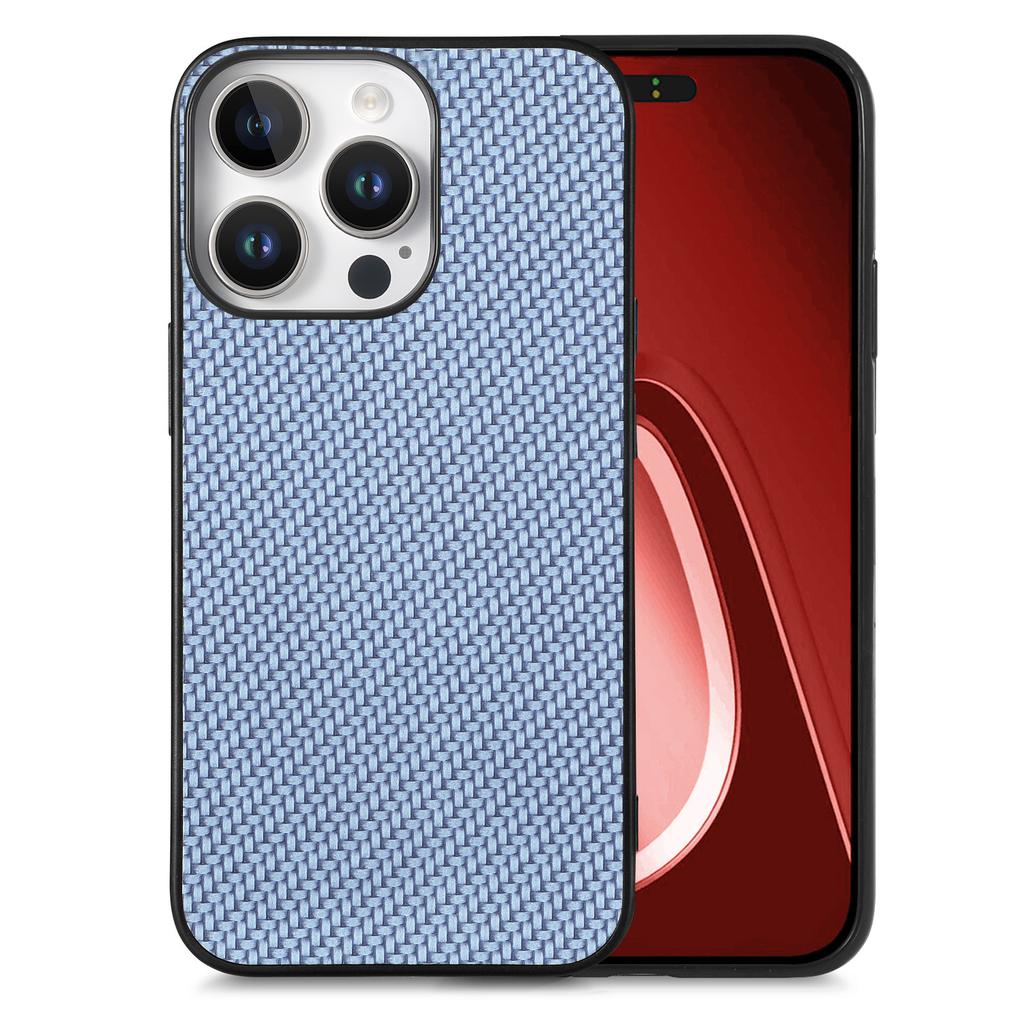 Для iPhone 16 Pro Чехол Текстура углеродного волокна ПУ+ПК+ТПУ Чехол для телефона