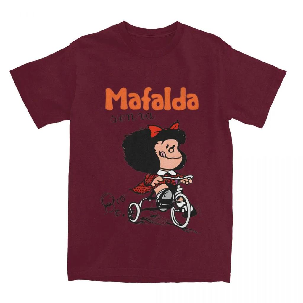 Mafalda Quino Go Bicycle T Shirt Summer Y2K Funny T Shirts Cotton Fashion Tshirt For Short Sleeve Printed Top Tees