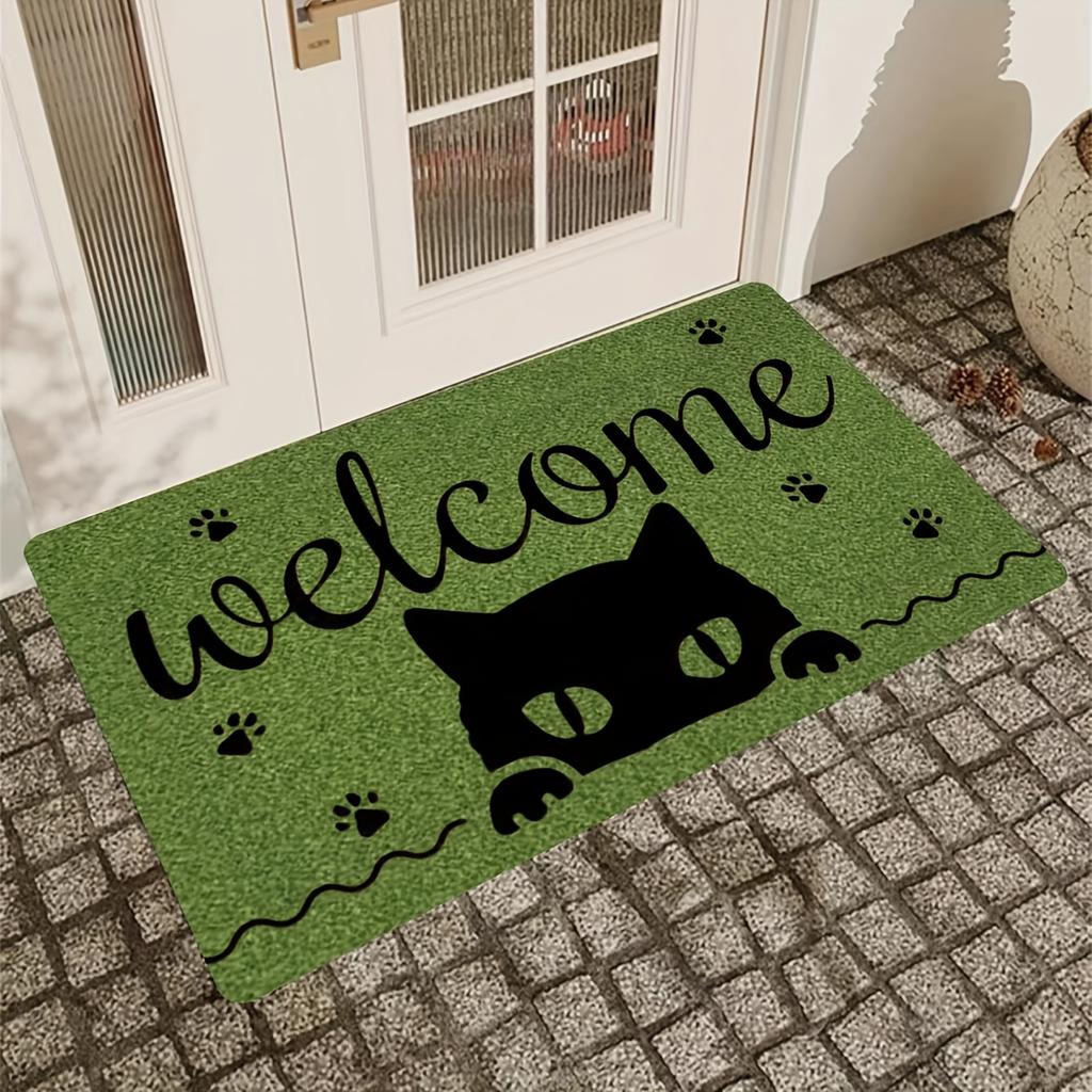 Cat's Sweet Home Pattern Door Rug Dirt Resistant Home Shoe Entry Decorative Carpet Indoor Outdoor Entrance Mat for Living Room