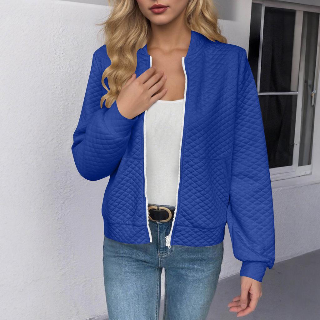 Women's Loose Comfortable Casual Fashionable Zipper Jacket Solid Color Jacket