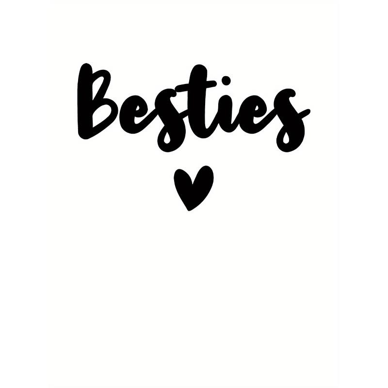 Женская футболка с принтом сердца 'Besties' европейского размера, Модная повседневная футболка с коротким рукавом и круглым вырезом, Удобная