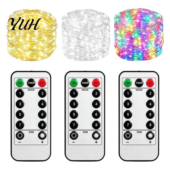 Indoor DIY Craft Lighting Copper Wire Fairy Lights with Remote, 8 Modes 10-Level Dimming Timer, Waterproof Halloween Christmas Tree Decorations