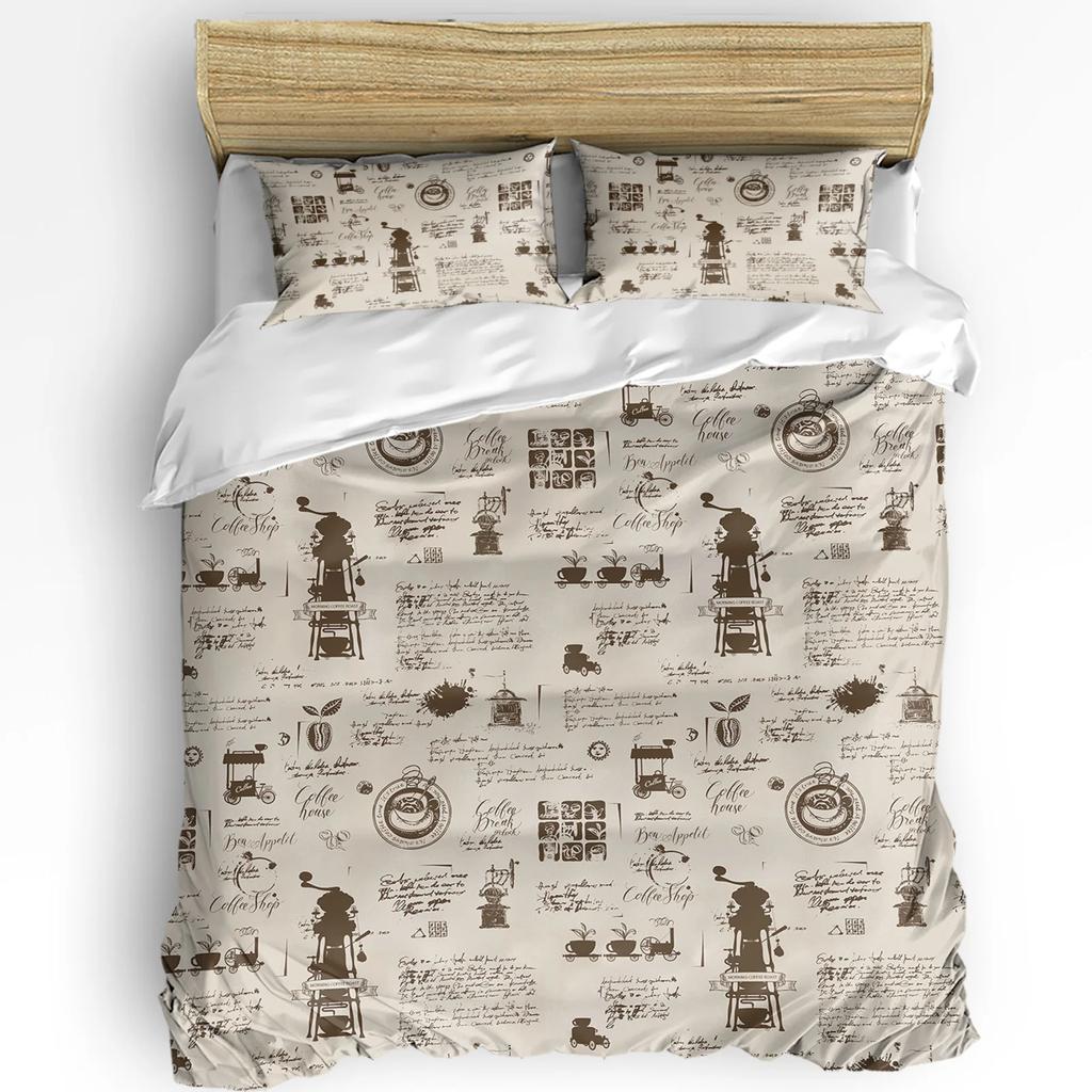 Кофе Кофе в зернах Кофейная чашка 3 предмета Комплект постельного белья для двуспальной кровати Домашний текстиль Пододеяльник Покрывало Наволочка